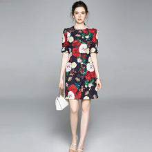 Load image into Gallery viewer, European Style Peony Print Short Dress
