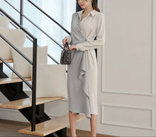 Load image into Gallery viewer, Elegant Two Tone Shirt Dress
