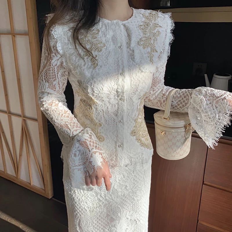 White Lace High Quality Two Piece