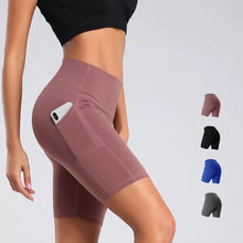 Load image into Gallery viewer, high Waist Yoga Gym Shorts Side Pockets
