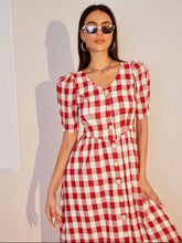 Load image into Gallery viewer, Plaid Front Button Dress
