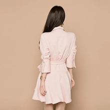 Load image into Gallery viewer, High waist Turn Back Collar Short Dress
