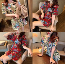 Load image into Gallery viewer, High End Graceful Peony Print Short Dress
