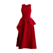 Load image into Gallery viewer, Red Slim Fit Belted Dress
