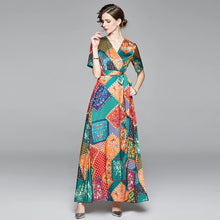 Load image into Gallery viewer, Bohemian Ethnic Retro Temperament V-Neck Maxi Dress
