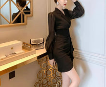 Load image into Gallery viewer, Organza Sleeves Blazer Short Dress
