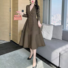 Load image into Gallery viewer, Swing Double Breasted Lapel Coat Dress
